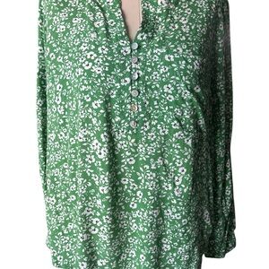 J. Jill Emerald Floral Button-Up Blouse
